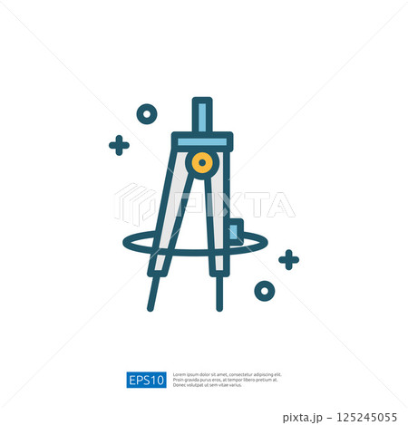 An illustration of a compass tool, often used in drafting and design, symbolizing precision and measurement. 125245055