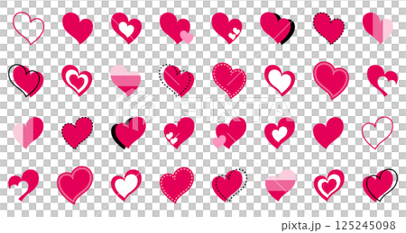 Simple heart mark set red Simple heart mark set red 125245098