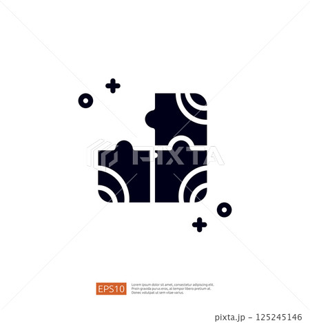 The image depicts two interlocking puzzle pieces, symbolizing connection, collaboration, or problem-solving. It features a minimalist design with decorative elements. The image depicts two interlocking puzzle pieces, symbolizing connection, collaboration, or problem-solving. It features a minimalist design with decorative elements. 125245146
