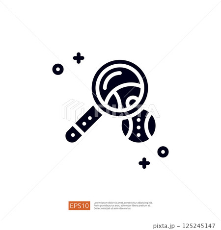 A magnifying glass over a baseball, symbolizing investigation or analysis in sports. A magnifying glass over a baseball, symbolizing investigation or analysis in sports. 125245147