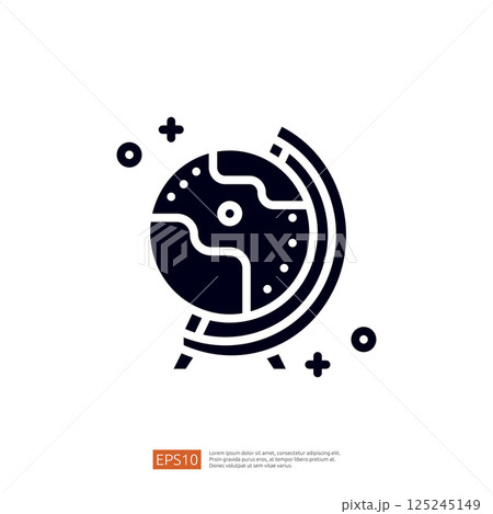 A simple, stylized globe illustration, representing the Earth in a minimalist design, suitable for educational or decorative purposes. 125245149