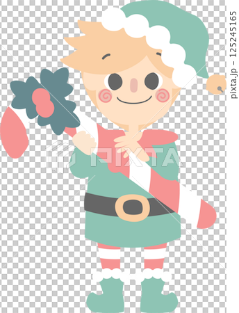 merry christmas and happy new year with cute little elf dwarf and candy cane, flat png illustration cartoon character costume design merry christmas and happy new year with cute little elf dwarf and candy cane, flat png illustration cartoon character costume design 125245165