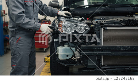 車のオーバーホールをする自動車整備士 125245168