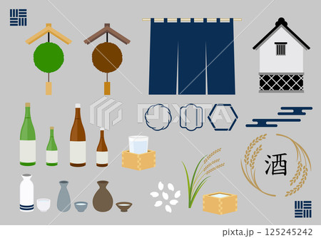 日本酒・酒蔵イメージのイラストアイコン Japanese sake 125245242