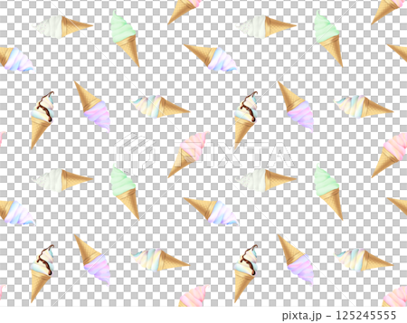Soft serve ice cream seamless pattern D-1' 125245555
