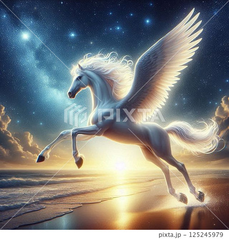 空を駆けるペガサスのイラスト 125245979