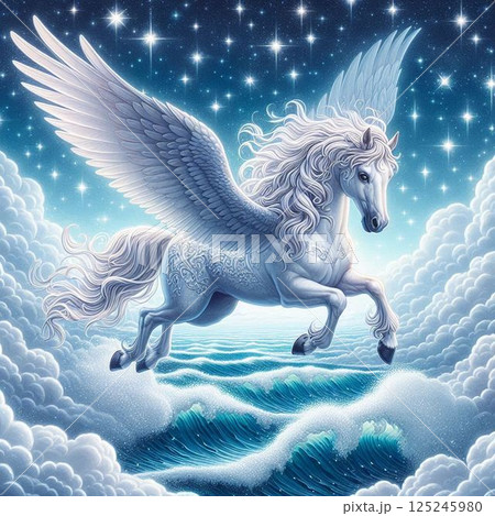 空を駆けるペガサスのイラスト 125245980
