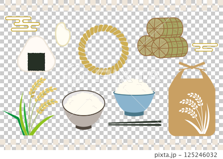 Rice and rice illustration material set 125246032