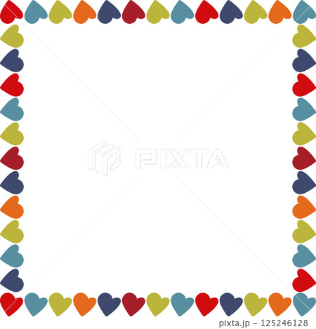 Hearts doodle elements frame. Cute hand drawn empty frame box. Frame with empty space for your text 125246128