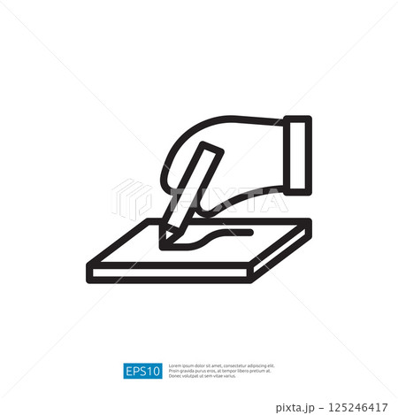 Hand Holding Pencil While Sketching On Paper As A Representation Of Creative Process In Education Icon 125246417