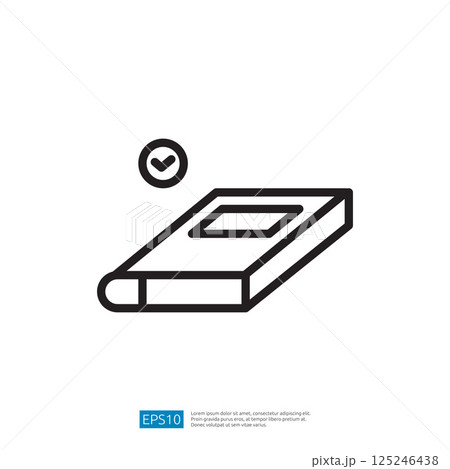 Icon of a Book with a Checkmark Signifying Completion and Success in Education Symbolizing Learning and Academic Achievement 125246438