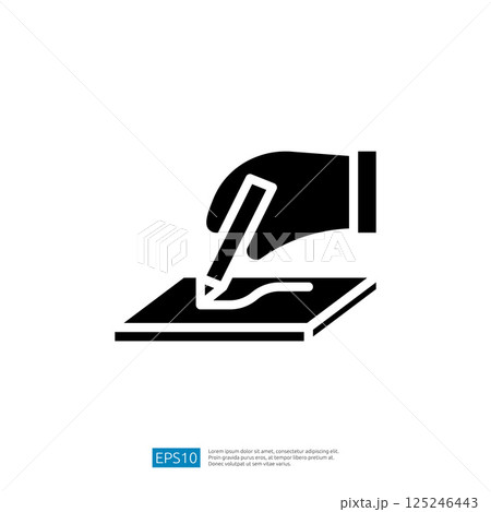 Hand Writing With A Pen On A Notebook In A Minimalist Style For Education Icon Graphic Illustration 125246443