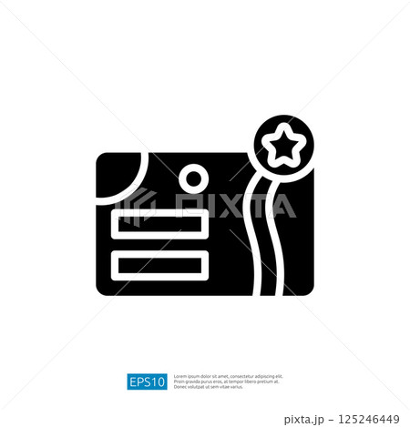 Icon of a Certificate with a Star Symbol Representing Education Achievement and Recognition in Minimalist Design 125246449