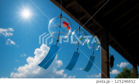 風に揺れる風鈴 125246652