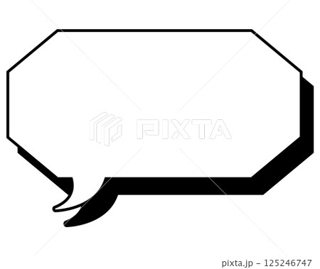 シンプルな白黒の影付き吹き出し 細長い八角形の左向き01 シンプルな白黒の影付き吹き出し 細長い八角形の左向き01 125246747