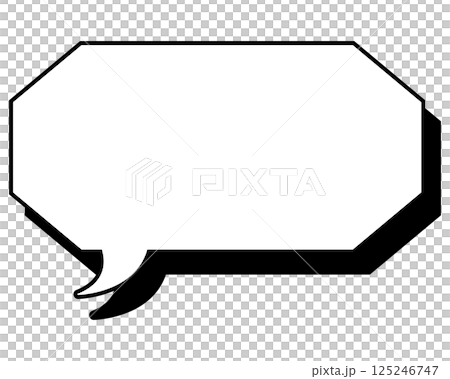 シンプルな白黒の影付き吹き出し 細長い八角形の左向き01 シンプルな白黒の影付き吹き出し 細長い八角形の左向き01 125246747