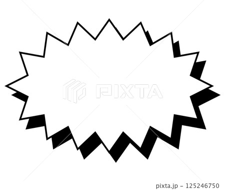 シンプルな白黒の影付き吹き出し 細長いギザギザした形01 シンプルな白黒の影付き吹き出し 細長いギザギザした形01 125246750