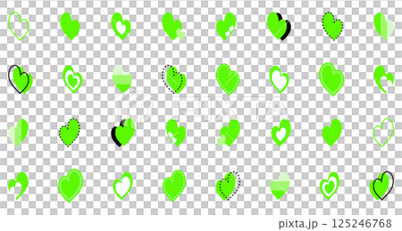 Simple heart mark set yellow-green Simple heart mark set yellow-green 125246768