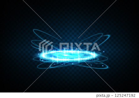 A Glowing Blue Energy Aura Enhanced with Brilliant Light Effects for a Unique Visual Appeal and Impact 125247192