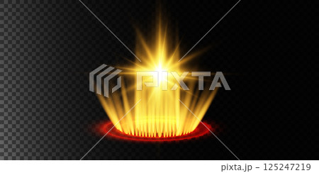 A Glowing Golden Light Burst emanates with Radiant Rays and displays a Soft Halo Effect surrounding it A Glowing Golden Light Burst emanates with Radiant Rays and displays a Soft Halo Effect surrounding it 125247219