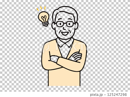 一位老人想出了一個主意(燈泡、日常智慧)的插圖 一位老人想出了一個主意(燈泡、日常智慧)的插圖 125247298