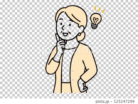 一位老年婦女想出了一個主意（燈泡、日常生活、生活小貼士）的插圖 125247299