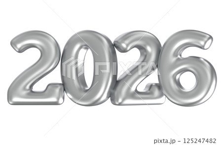 Happy New Year Number 2026 3D Silver 125247482