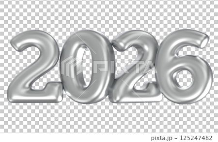 Happy New Year Number 2026 3D Silver 125247482