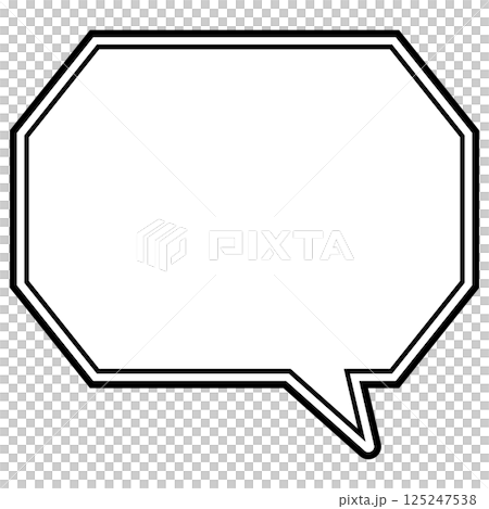 一個簡單的黑白雙線對話泡泡，八角形，有角，朝右 03 125247538