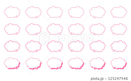 シンプルな丸みのある雲形 吹き出し セット 125247548