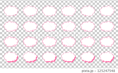 シンプルな丸みのある雲形 吹き出し セット 125247548