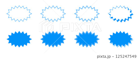 シンプルな細長いギザギザした形 吹き出し セット 125247549