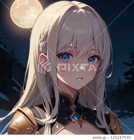 夜空を見上げる少女 125247550