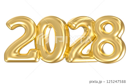 Happy New Year Number 2028 3D Gold 125247588