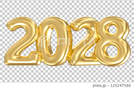Happy New Year Number 2028 3D Gold 125247588
