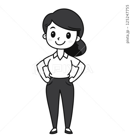 cute illustration of confident woman. vector drawing in simple doodle style cute illustration of confident woman. vector drawing in simple doodle style 125247755