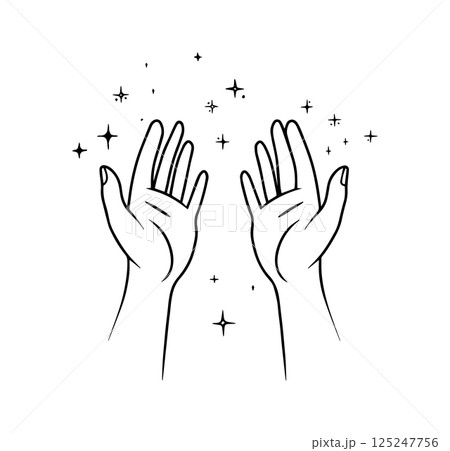 vector illustration of hand. linear drawing, magic style vector illustration of hand. linear drawing, magic style 125247756