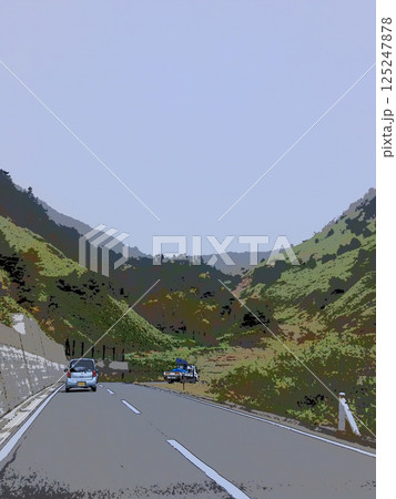 高原の道路。イラスト風の写真。 125247878