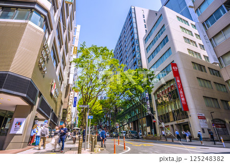 日本の東京都市景観　新緑の宮益坂などを望む 125248382