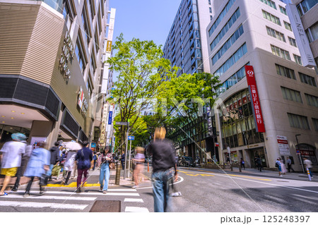 日本の東京都市景観　新緑の宮益坂などを望む 125248397