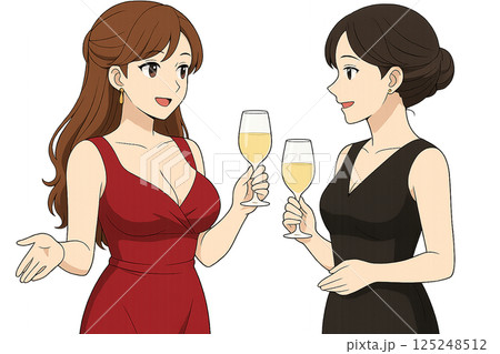 会話を楽しむ女性たち 125248512