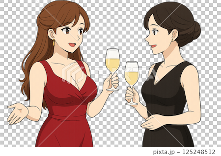 会話を楽しむ女性たち 125248512