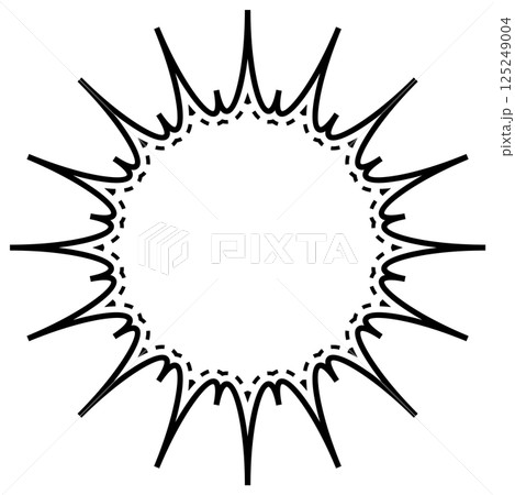 シンプルな白黒の点線付き吹き出し ギザギザした形02 シンプルな白黒の点線付き吹き出し ギザギザした形02 125249004