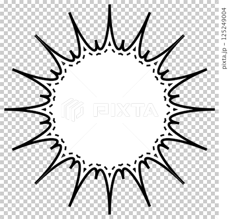 シンプルな白黒の点線付き吹き出し ギザギザした形02 シンプルな白黒の点線付き吹き出し ギザギザした形02 125249004