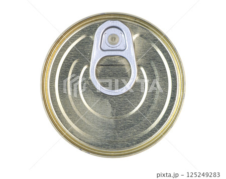The top of a round can with a pull tab The top of a round can with a pull tab 125249283