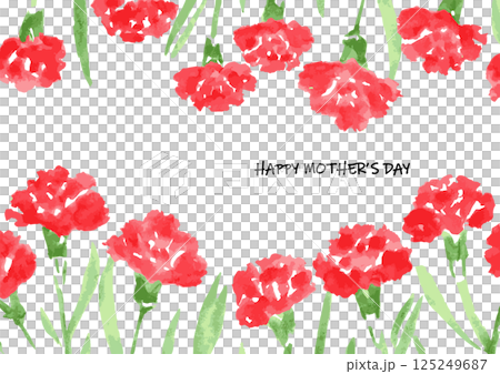 母親節紅色康乃馨水彩插圖（AI） 125249687