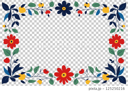 A natural frame decorated with flowers and leaves in a Scandinavian style 125250216