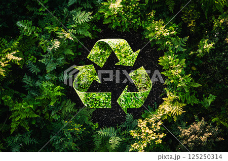 Creative visual showing a circular economy supply chain with interconnected eco friendly elements 125250314