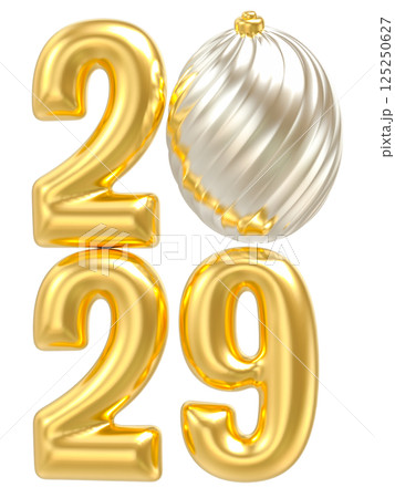 Happy New Year Number 2029 3D Gold 125250627
