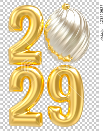 Happy New Year Number 2029 3D Gold 125250627